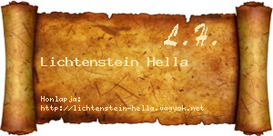 Lichtenstein Hella névjegykártya